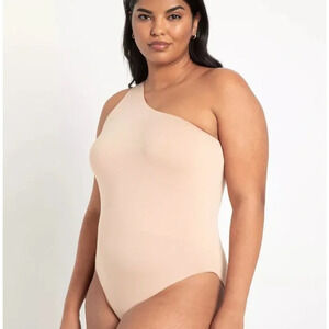 Eloquii One Shoulder Bodysuit Nude Size 22/24
